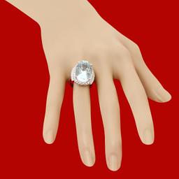 14k Gold 12.01ct Aquamarine 0.90 Diamond Ring