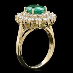 14k Gold 1.50ct Emerald 1.35ct Diamond Ring