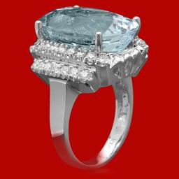 14k Gold 12.01ct Aquamarine 0.90 Diamond Ring