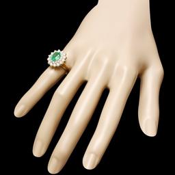 14k Gold 1.50ct Emerald 1.35ct Diamond Ring