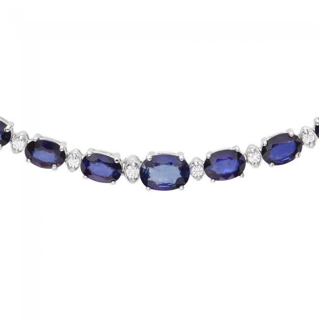 14k Gold 30ct Sapphire 1.10ct Diamond Necklace