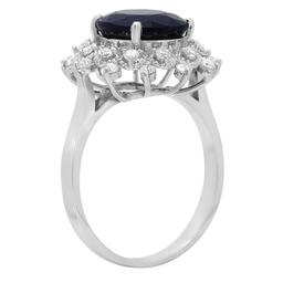 14K Gold 4.35ct Sapphire 0.48ct Diamond Ring