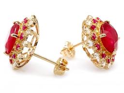 14k Gold 8.6ct Ruby 0.70ct Diamond Earrings