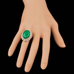 14k Rose Gold 12.50ct Jade 1.90ct Diamond Ring