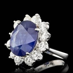 14k Gold 8.50ct Sapphire 2.50ct Diamond Ring