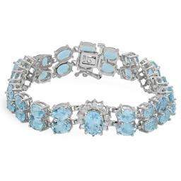 14K Gold 24.67ct Aquamarine 1.63ct Diamond Bracelet