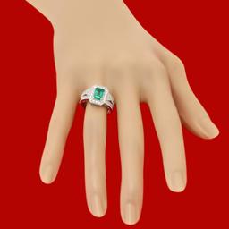 14k Gold 1.17ct Emerald 1.15ct Diamond Ring