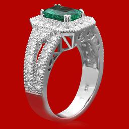 14k Gold 1.17ct Emerald 1.15ct Diamond Ring