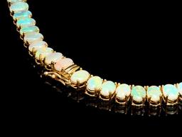 14k Yellow Gold 36ct Opal 1.00ct Diamond Necklace