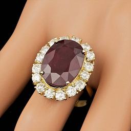 14k Yellow Gold 16.00ct Ruby 2.20ct Diamond Ring