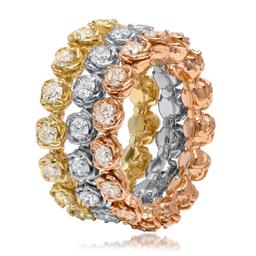 14K Yellow, White & Rose Gold 3.35cts. Diamond Ring