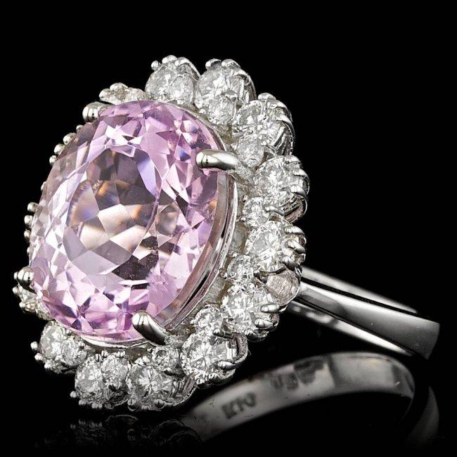 14k Gold 10.00ct Kunzite 1.70ct Diamond Ring