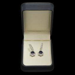 14K Gold 5.01ct Sapphire 1.90ct Diamond Earrings