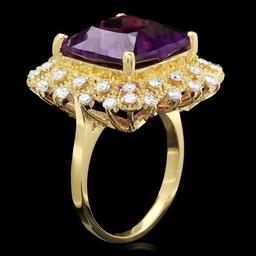 14k Gold 9.32ct Amethyst 0.90ct Diamond Ring