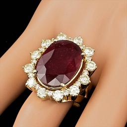 18k Yellow Gold 13.50ct Ruby 2.75ct Diamond Ring