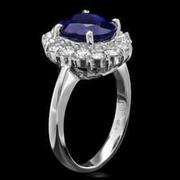 14k Gold 4.00ct Sapphire 1.00ct Diamond Ring