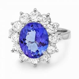 14k Gold 3.50ct Tanzanite 1.70ct Diamond Ring