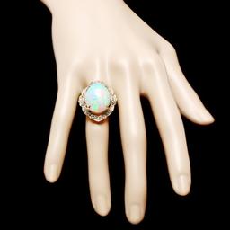 14k Yellow Gold 14.00ct Opal 0.70ct Diamond Ring