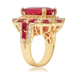 14K Yellow Gold, 16.00.cts Ruby, 2.85cts Diamond Ring