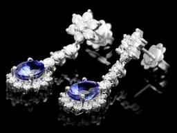 14k Gold 3ct Tanzanite 2.30ct Diamond Earrings