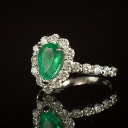 14K Gold 1.60ct Emerald 1.51ct Diamond Ring