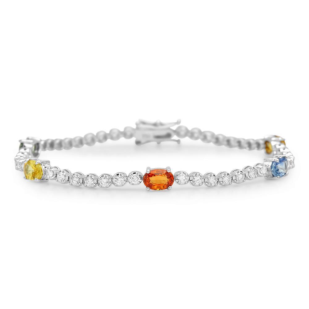 14K Gold 3.40ct Fancy Color Sapphire 1.50cts Diamond Bracelet