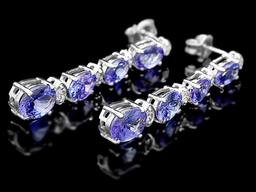 14k Gold 5ct Tanzanite 0.35ct Diamond Earrings