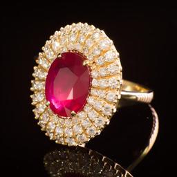 14k Gold 6.84ct Ruby 1.91ct Diamond Ring