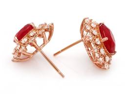 14k Rose Gold 8.00ct Ruby 1.30ct Diamond Earrings