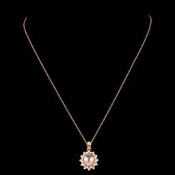 14k Rose 2.50ct Morganite 0.70ct Diamond Pendant