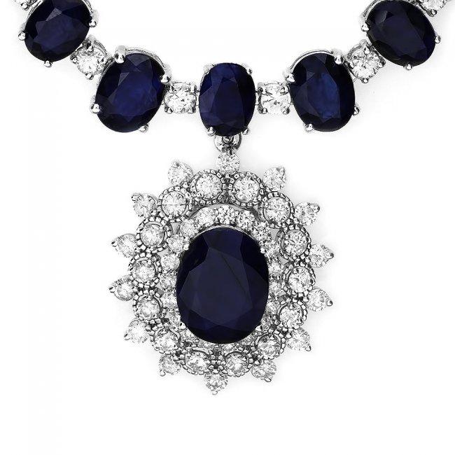 14k Gold 86ct Sapphire 2.50ct Diamond Necklace