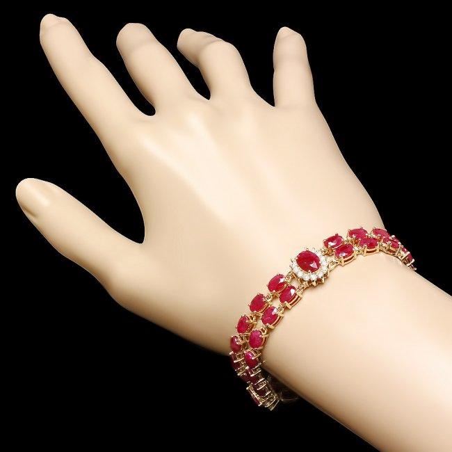 14k Yellow Gold 27ct Ruby 1.30ct Diamond Bracelet