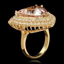 14K Gold 13.58ct Morganite 2.21ct Diamond Ring