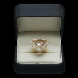 14K Gold 13.58ct Morganite 2.21ct Diamond Ring