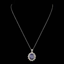 14k Gold 10.00ct Sapphire 0.80ct Diamond Pendant