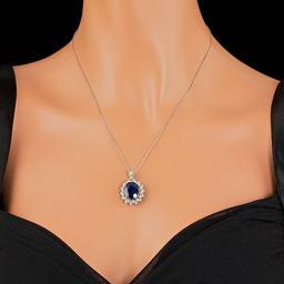 14k Gold 10.00ct Sapphire 0.80ct Diamond Pendant