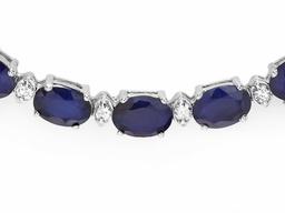 14k Gold 40ct Sapphire 2.00ct Diamond Necklace