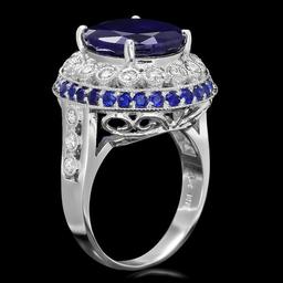 14k Gold 9.35ct Sapphire 0.55ct Diamond Ring