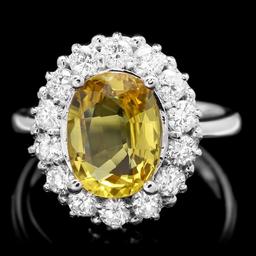 14k Gold 3.40ct Sapphire 1.10ct Diamond Ring