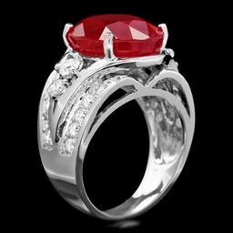 14k White Gold 12.55ct Ruby 1.20ct Diamond Ring