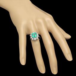 14K Gold 3.49ct Emerald 2.00ct Diamond Ring