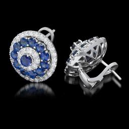 14k White Gold 4.63ct Sapphire 1.75ct Diamond Earrings