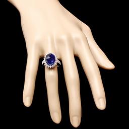 14k Gold 11.50ct Sapphire 1.20ct Diamond Ring