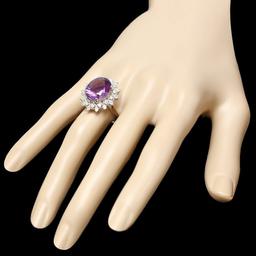 14k Gold 6.30ct Amethyst 0.80ct Diamond Ring