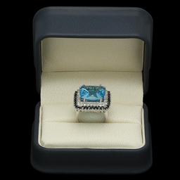 14K Gold 17.85ct Topaz 1.75ct Sapphire 0.75ct Diamond Ring