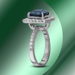 18K Gold 3.24cts Sapphire & 1.15cts Diamond Ring