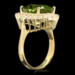 14k Gold 9.00ct Peridot 1.00ct Diamond Ring