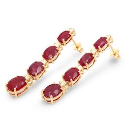 14K Gold 9.72ct Ruby 0.37cts Diamond Earrings