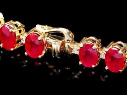 14k Gold 32.00ct Ruby 0.80ct Diamond Bracelet