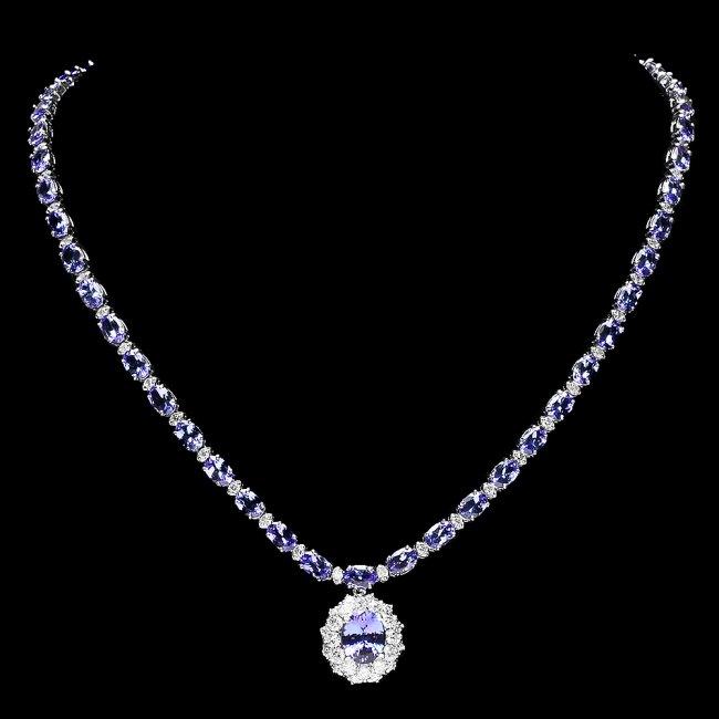 14k Gold 25.5ct Tanzanite 3.00ct Diamond Necklace